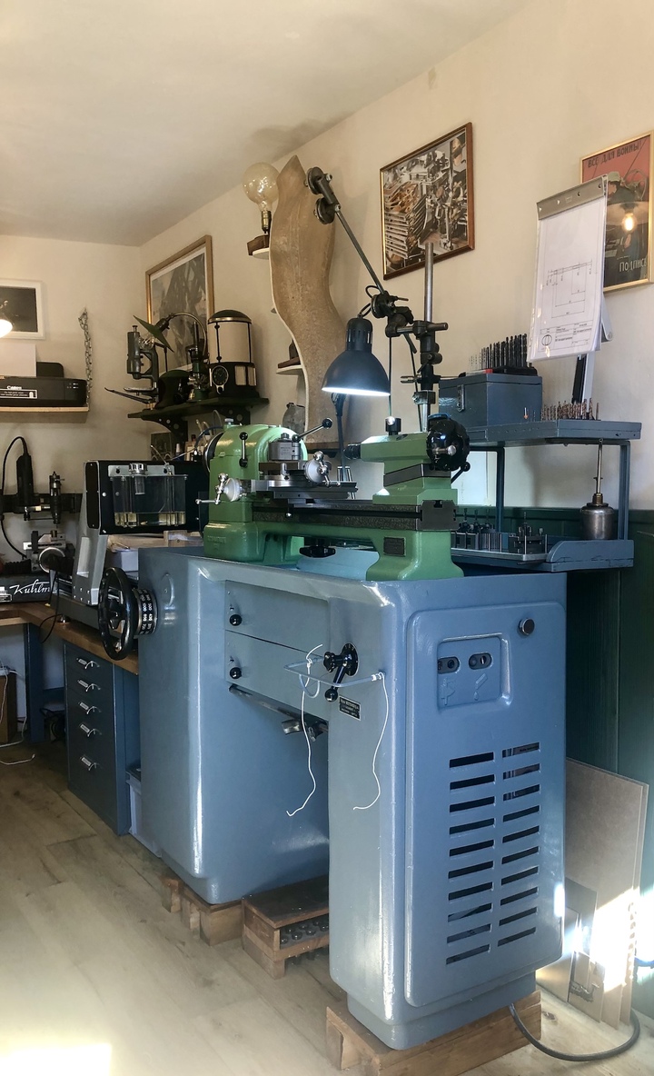 An elegant Schaublin 102 precision lathe