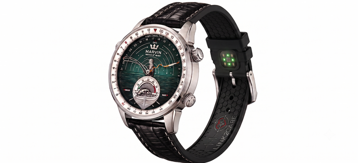 LINK2CARE has partnered with Swiss watch brand MARVIN to launch a luxury smartwatch that integrates LINK2CARE's patented leather strap with concealed medical-grade biometric sensors. The watch provides comprehensive health monitoring capabilities, including real-time tracking of resilience and stress levels, with data displayed directly on the watch dial.