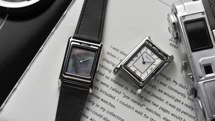 Vario VERSA Reversible Dual Time Watch's innovative reversible case design, the watch features two independent dials, each showing a different time zone. Users can easily switch between the two displays, making it a practical companion for international travellers. The unique design earned the watch the 2025 iF Design Award.