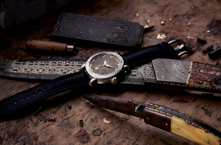 GoS, the Swedish Damascus steel specialist, brings together the arts of watchmaking and knifemaking.