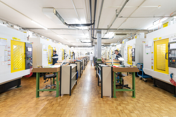 View of the fleet of CNC milling machines