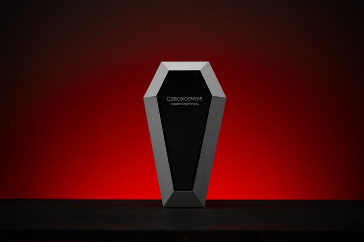 The new Chronoswiss Delphis Dracula comes in a coffin-shaped collectors box!