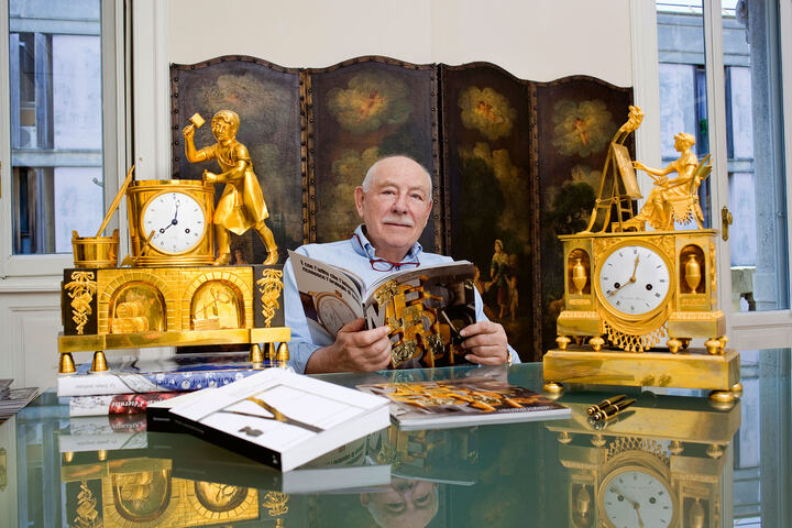 Franco Cologni in his office at the Fondazione Cologni dei Mestieri d'Arte in Milan