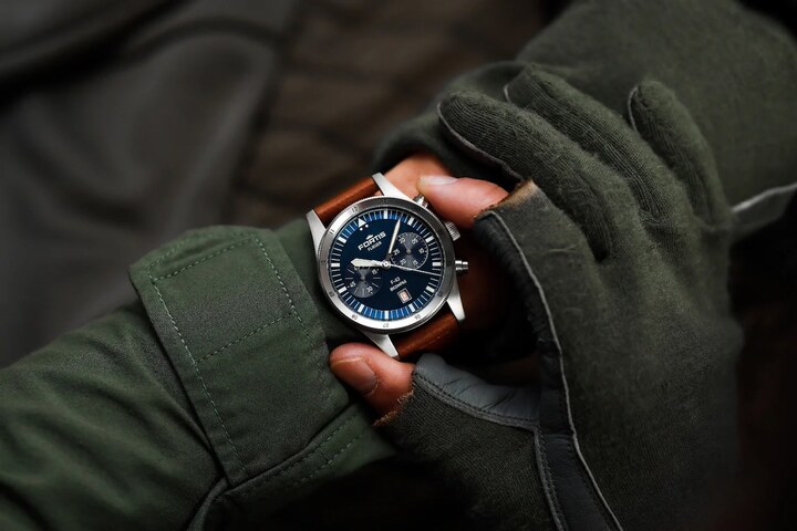 First launched in 1987, the Flieger pilot's watch has recently undergone multiple reinterpretations, including this Bicompax Liberty Blue version.