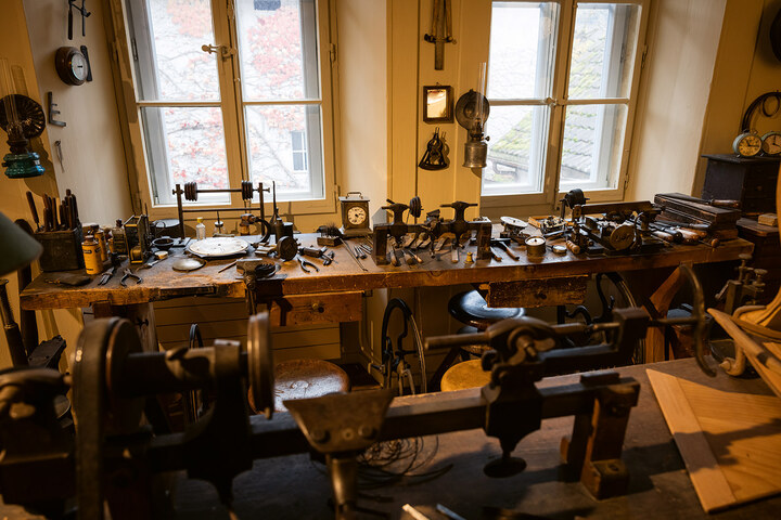 Albert Bernet's workshop, transferred to Musée des Mascarons, Môtiers.