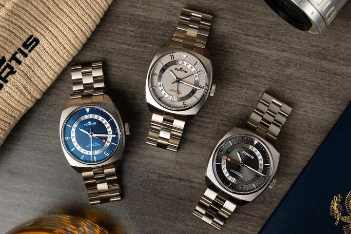The Vagabond, Fortis's luxury sports model with a grade 5 titanium case and 18k white gold GMT ring.