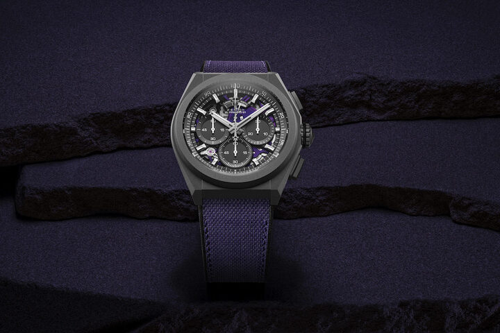 With the Defy 21 Ultraviolet, Zenith has decided to give its El Primero 21 chronograph calibre, which beats at a record frequency of 50 Hz, a purple makeover. Purple is the colour with the highest frequency: beyond that, there is only invisible ultraviolet light...