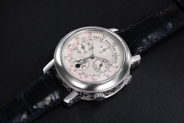  Patek Philippe Ref. 5002P- 001 Sky Moon Tourbillon, an extremely rare platinum double-dialled wristwatch with 12 complications offered at Christie's in 2021
