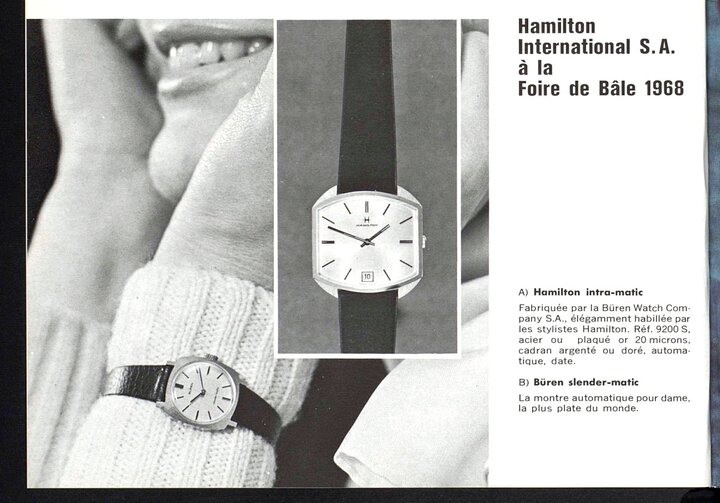 The Hamilton Intra-Matic collection at the Basel Fair in 1968. Published in Europa Star Magazine 4/1968. 