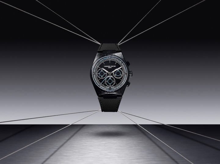 Unveiled at Dubai Watch Week, this Highlife Chronograph Automatic combines Bamford's signature style with Frederique Constant's expertise. The timepiece features a crystallised titanium case, striking contrasts and optimal readability.