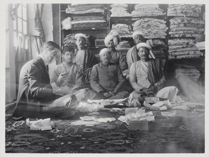 Jacques Cartier with stone merchants. Photograph from his travel diaries of 1911
