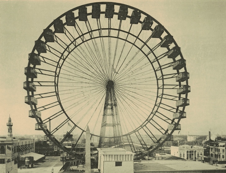 The Ferris / Chicago wheel. The World's Columbian Exposition in Photo Gravure 1893. Tissot Archive.