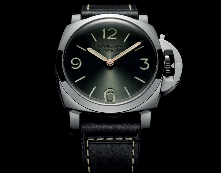 One of the two commemorative editions, the PAM01734 is limited to 100 pieces and features a 44 mm Platinumtech case.