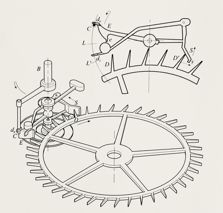 Johann Jacob Huber (1733-1798) and Thomas Mudge (1717-1794): constant-force escapement. Page 266.
