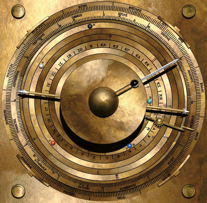 Reconstruction of face A of the Antikythera mechanism