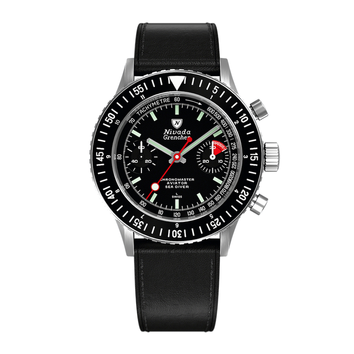 The re-edition of the Chronomaster Aviator Sea Diver is equipped with a Sellita SW 510 movement.