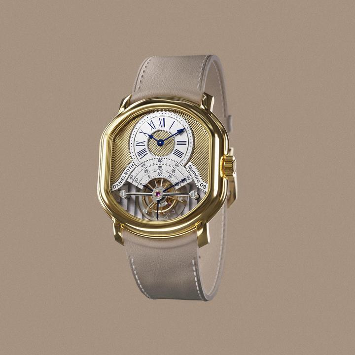 A limited edition of 20 pieces, the Tourbillon Souscription is inspired by the 1988 original and incorporates a few subtle adjustments. The most important change concerns the lugs which have been given an elegant downward arch. The dial is by Comblémine, which belongs to another master watchmaker, Kari Voutilainen.