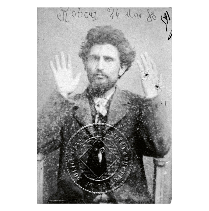 Anthropometric photography of Enrico Malatesta, Paris 1880 (with the passport under the name of Fritz Robert).Metropolitan Museum of Art, New York.