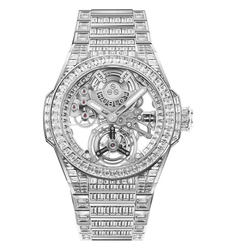 The Big Bang Integral Tourbillon High Jewellery, a new fully set unique piece (484 baguette-cut diamonds totalling 31 carats)