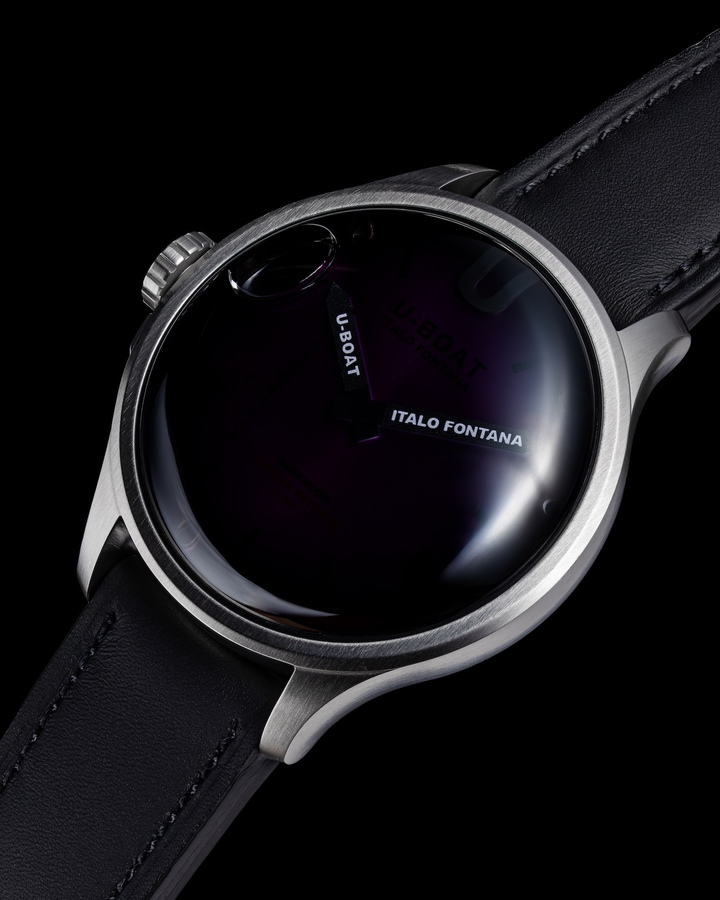 This striking interplay of light is enhanced by the collection's signature oil-filled technology, which amplifies the dial's depth and reflections. Available in stainless steel or black PVD-coated steel, the Darkmoon Kama is powered by a Swiss Made Ronda 762 quartz movement and features a handcrafted Tuscan leather strap, along with U-Boat's Locking Ring System for easy battery replacement and oil refill.