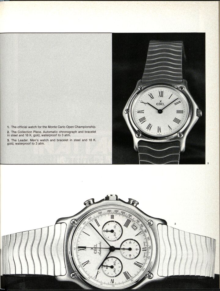 The 1980s were a golden age for Ebel's sports watches, as these pages from the Europa Star archives illustrate.