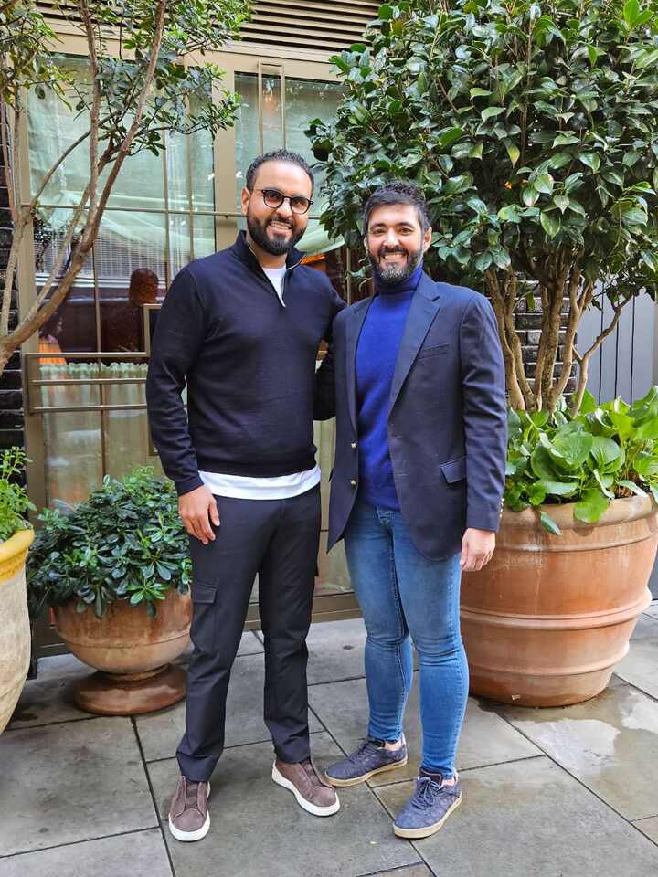 Adnane Kerd with Hamdan Bin Humaid Al Hudaidi, founder of the Perpétuel boutique in Dubai.
