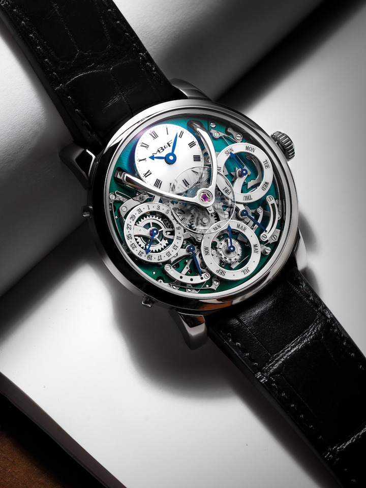 The new look LM Perpetual by MB&F in titanium with a green face
