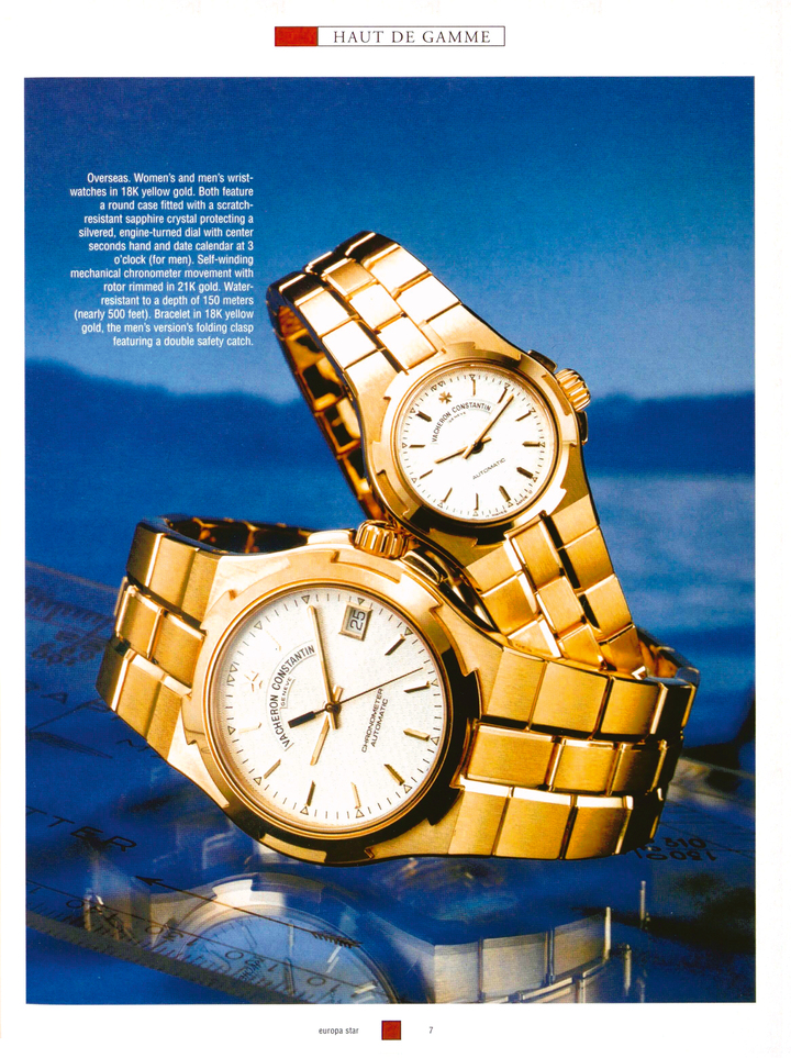 Two Overseas models in 18k gold, in a 1997 edition of Europa Star