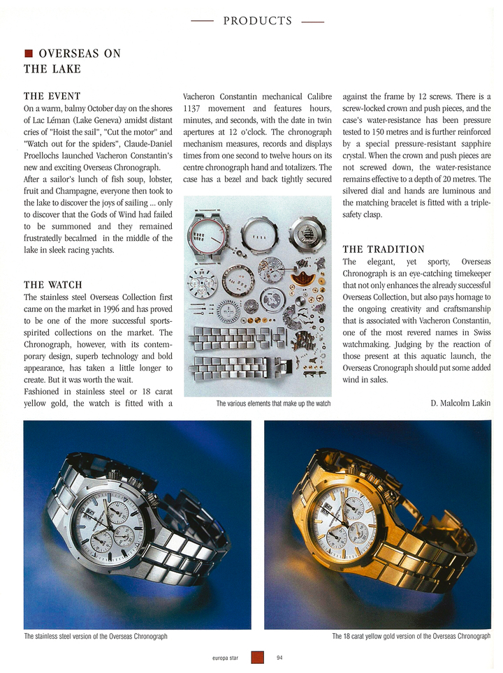 The Overseas Chronograph, introduced in 1999