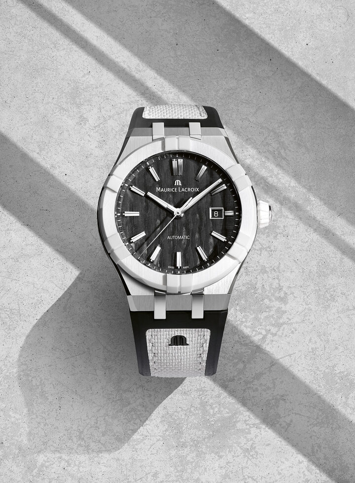 While sharing a familial likeness with the Aikon, the new Aikonic collection incorporates innovative craftsmanship thanks to the use of new materials for the dial and case, the incorporation of a new ultra-refined movement and the use of the ingenious, patented ML Easy Change system.