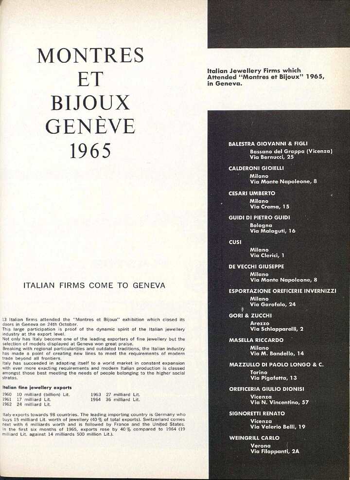 In 1965 the Geneva exhibition welcomed some Italian companies, all of them jewellers. At that time, Panerai was still a brand reserved for the military.