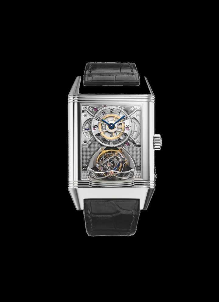 Jaeger-LeCoultre Reverso Gyrotourbillon 2 (2008). Successor to the Master Gyrotourbillon 1, also produced as a 75-piece limited edition, executed in platinum.